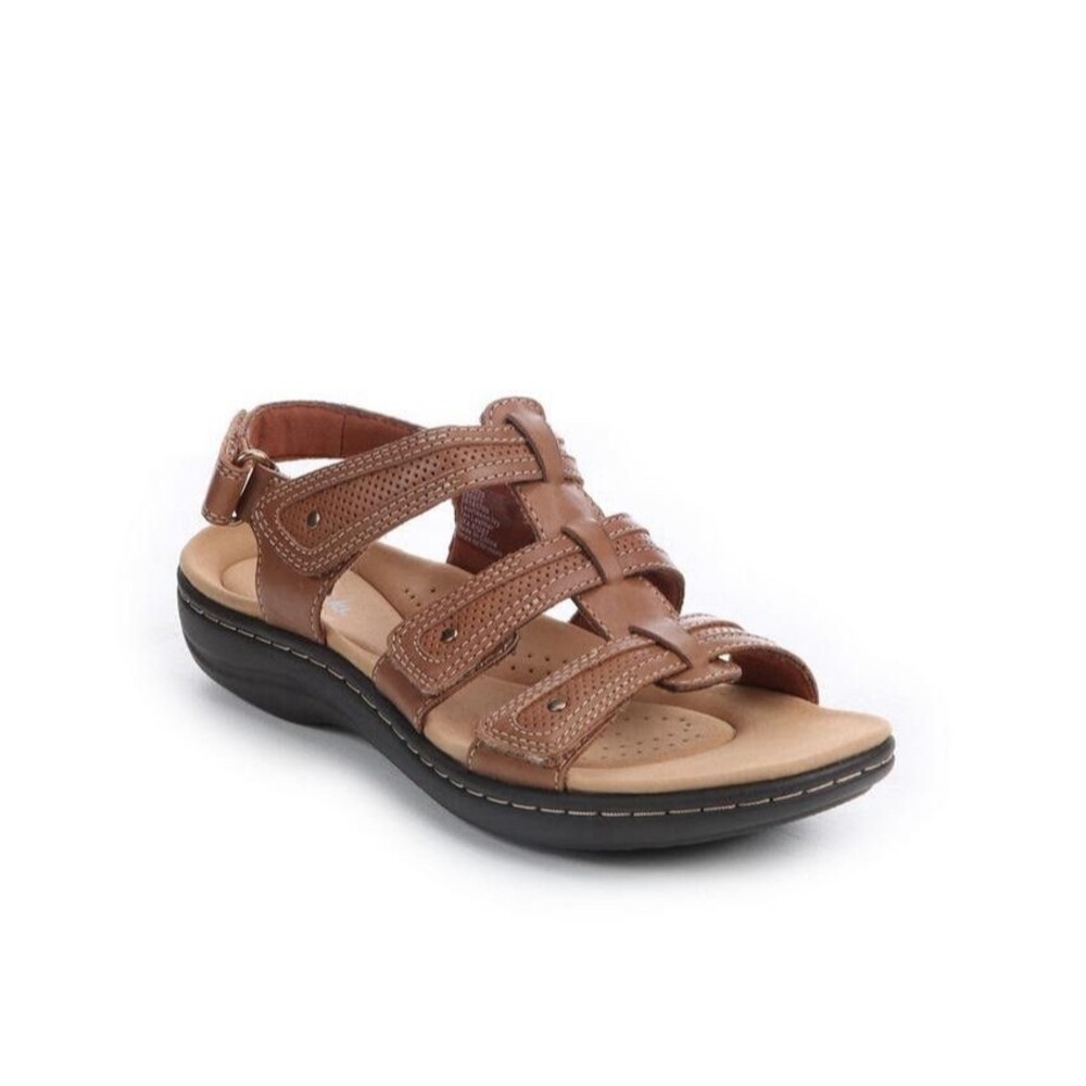 CLARKS  Collection Laurieann Ivy Leather Tan Women’s Sandals-SIZE 7M